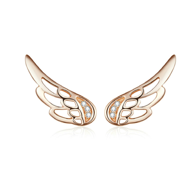 ต่างหูปีกเงินสเตอร์ลิง Simple S925 ต่างหูเงินสตั๊ด, Silver, Rose Gold