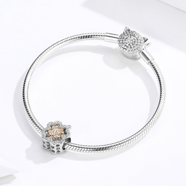 Four Leaf Clover เพทายลูกปัด S925 เงินสเตอร์ลิง DIY สร้อยข้อมืออุปกรณ์เสริม, SCC1247