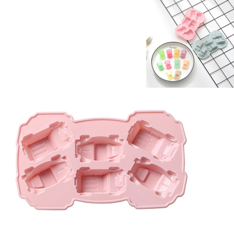 6ชิ้นสร้างสรรค์เค้กช็อคโกแลตแม่พิมพ์3Dรถการ์ตูนครัวเรือนซิลิโคนอบถาดน้ำแข็งแม่พิมพ์, 3D Car Shape (Blue), 3D Car Shape(Pink)