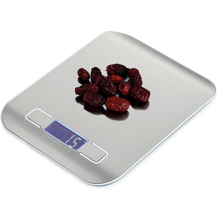 เครื่องชั่งอาหารสแตนเลสแบบดิจิตอลมัลติฟังก์ชั่นพร้อมจอแสดงผล LCD, 5kg/1g, Rose Gold, 5kg/1g, Silver