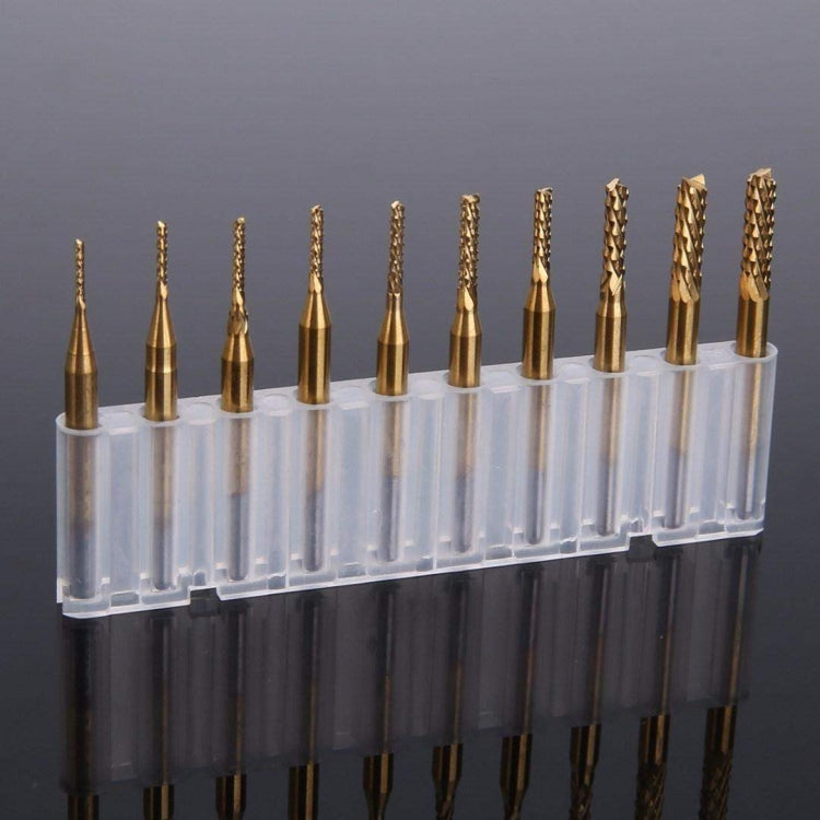 10 ชิ้น/เซ็ต TITANIUM เคลือบคาร์ไบด์ end Mill มีดแกะสลักเครื่องตัดขอบเครื่องกัด CNC, Milling Cutter