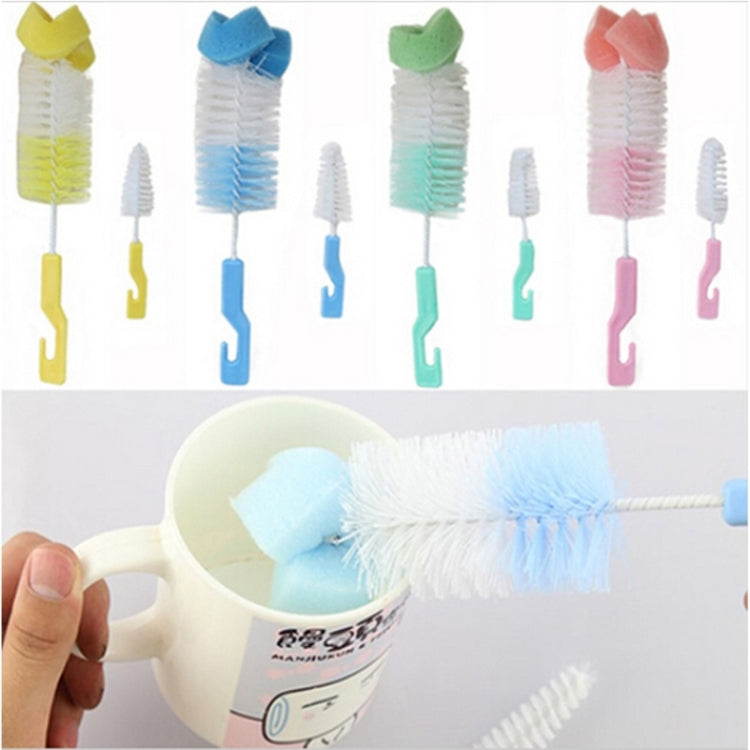2 ชุดจุกนมเด็กขวดนมถ้วย 360 องศาฟองน้ำทำความสะอาด Pacifier แปรง, การจัดส่งสีสุ่ม, Milk Bottle Cup