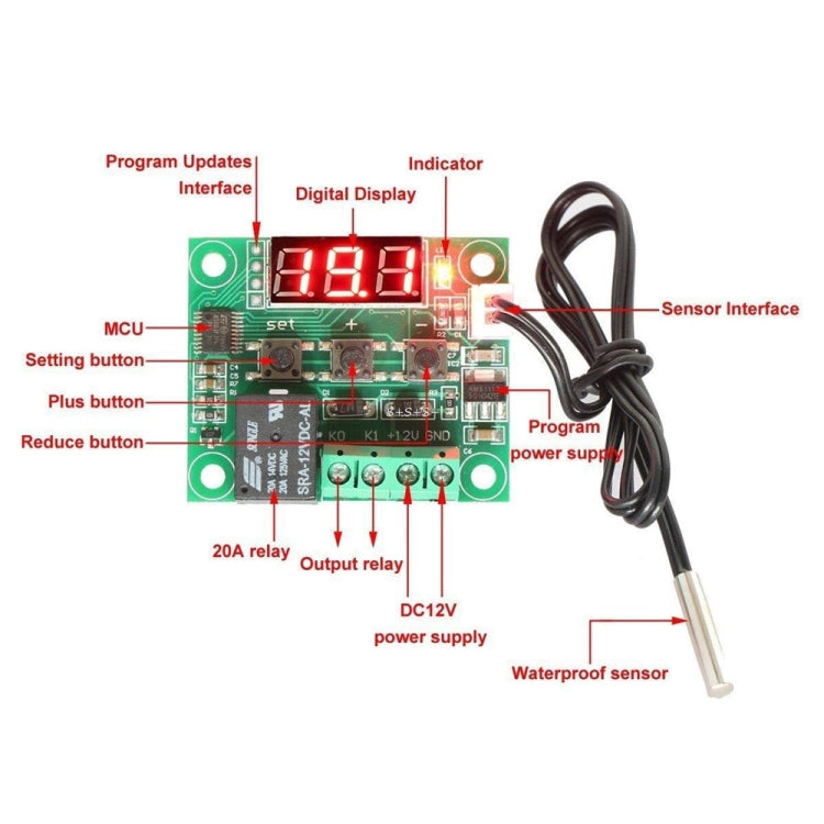 DC 12V W1209 Digital Cool/ความร้อนอุณหภูมิเครื่องวัดอุณหภูมิเครื่องวัดอุณหภูมิสวิตช์เปิด/ปิด-50-110C + w1209 กรณีกล่องอะคริลิค