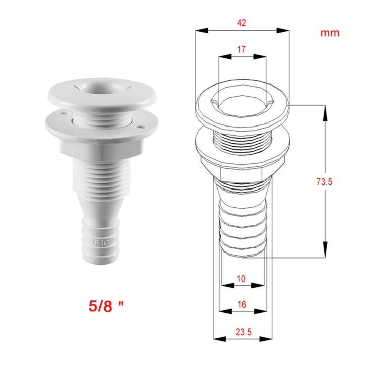 5/8 นิ้วพลาสติก Thru-Hull Bilge สำหรับปั๊มน้ำท้องเรือท่อระบายน้ำหรือ Vent ท่อสำหรับเรือ Marine Yacht Sail Camper รถบรรทุก, Vent Hose Fitting