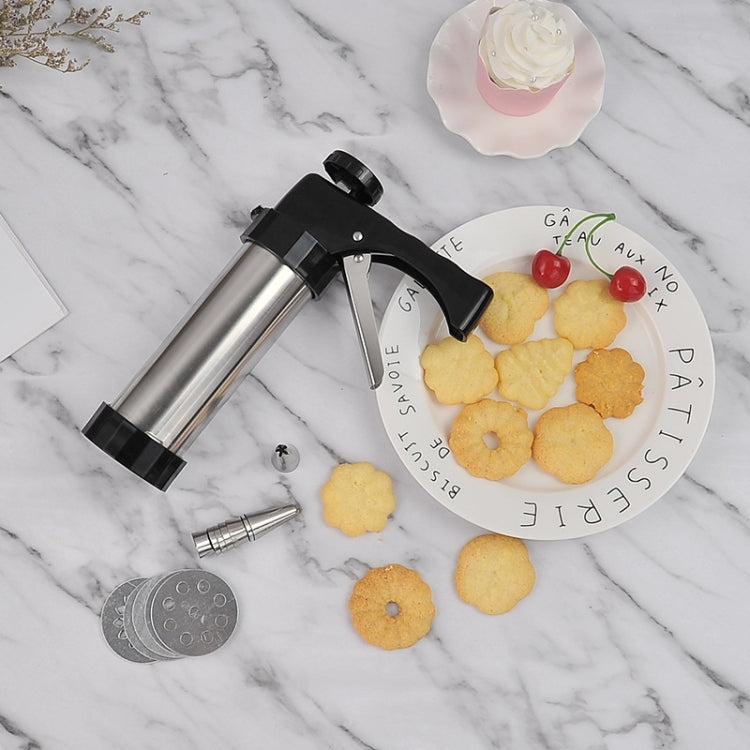Multi-Function ท่อสแตนเลสปืนชุดคุกกี้บิสกิตมือกดบิสกิตเครื่องใช้ในครัวเรือน DIY เบเกอรี่เครื่องมือ, 16 in 1(Silver)