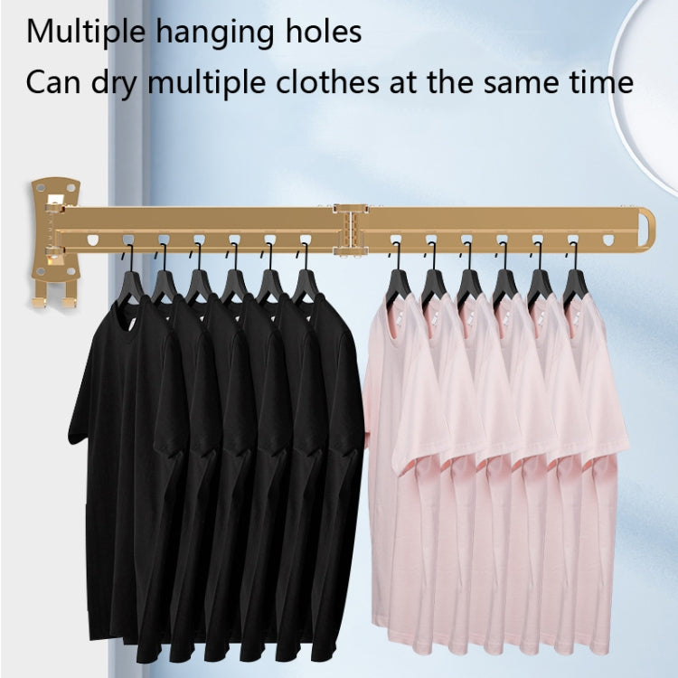 ราวแขวนเสื้อผ้าพับระเบียงยืดไสลด์ราวตากผ้าในครัวเรือนติดผนังราวแขวนเสื้อผ้า, Golden Long (3 Sections), Silver Long (3 Sections), Black Long (3 Sections)