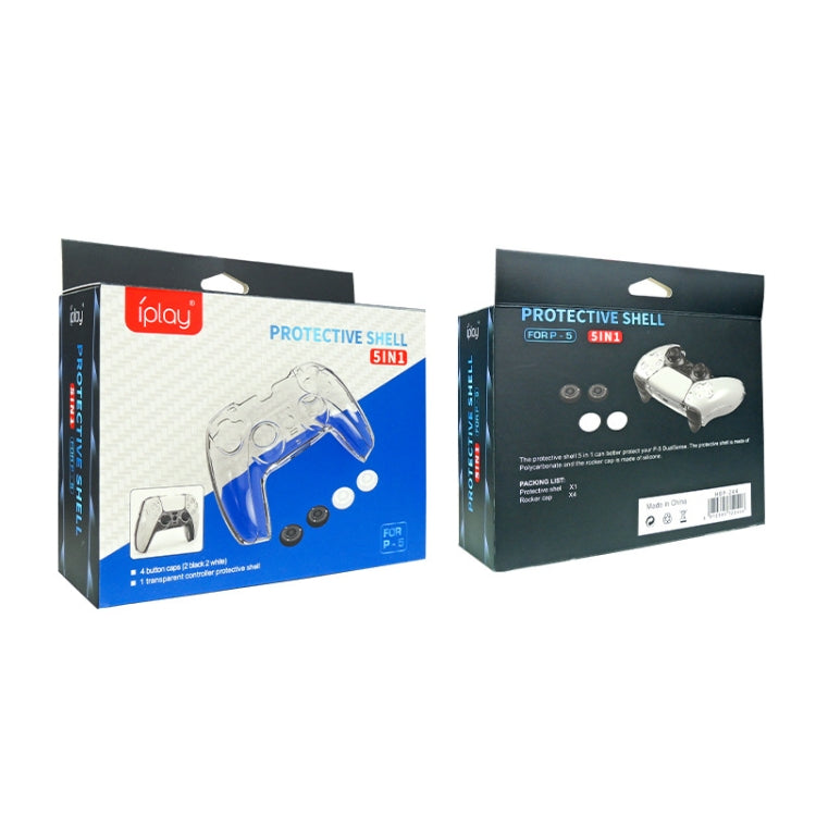 KJH PS5-002 ตัวควบคุมเกมคริสตัลเชลล์คอนโทรลเลอร์ไร้สายฝาครอบป้องกัน PC โปร่งใสเปลือกแข็งป้องกันสำหรับ PS5