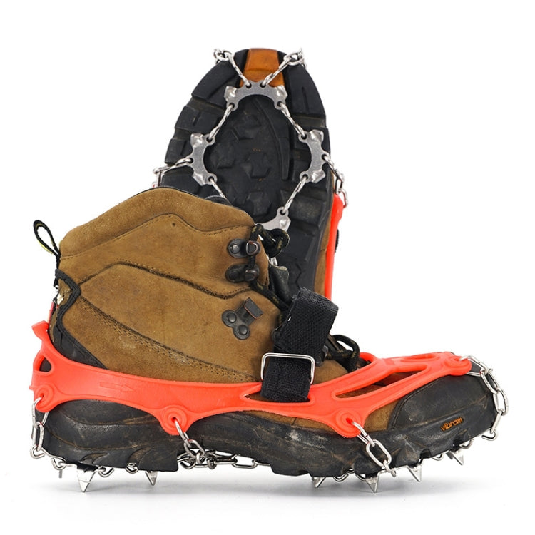 13 ฟันสแตนเลสกลางแจ้งปีนเขาปีนเขา Crampons เดินป่ารองเท้ากันลื่นครอบคลุมขนาด:, 13 Teeth M(Orange)