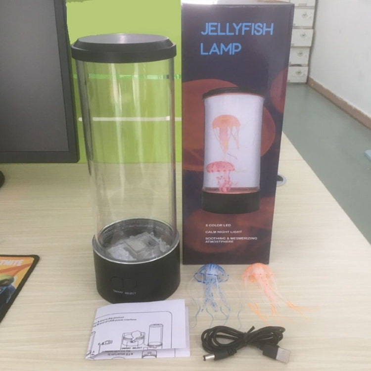 ทรงกระบอก LED แมงกะพรุนจำลองแสง USB ขับเคลื่อนแสงบรรยากาศแมงกะพรุนสีสันสดใส, 10.5 x 10.5 x 29.4cm