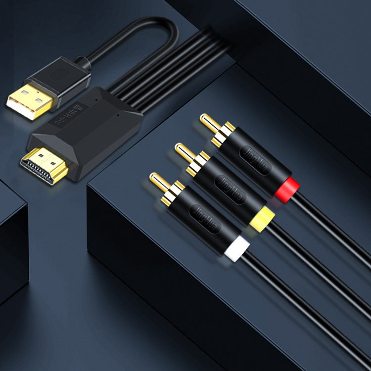 JingHua HDMI-3RCA HDMI To 3RCAสายแปลงSet-Top TVโปรเจคเตอร์AV Lotusสายแปลง, 1m, 2m, 3m, 5m