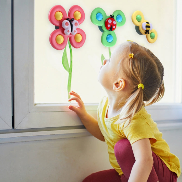3 In 1 Fingertip Spinner Baby Rattle สามสีแมลง Sucker เปิดและเปิดสนุกของเล่นเด็กอาบน้ำ, Fingertip Spinner