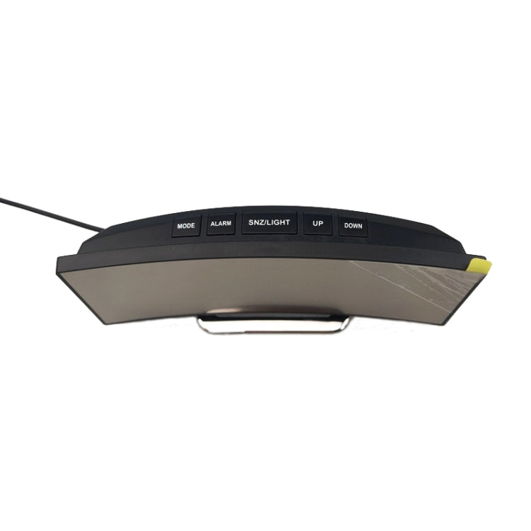 6507 นาฬิกาอิเล็กทรอนิกส์หน้าจอใหญ่โค้ง LED นาฬิกาปลุกปิดเสียงกระจก, White, Red, Green