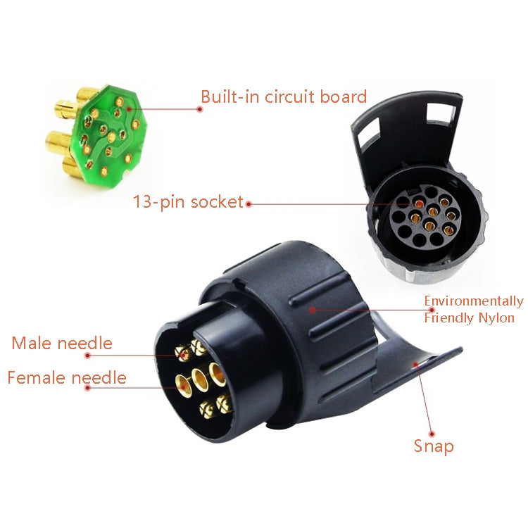 TS170E-Z 12V รถ ความต้านทานรถพ่วงปลั๊กซ็อกเก็ตเครื่องทดสอบรถพ่วงเชื่อมต่อเครื่องบันทึกพร้อมหัวแปลง 2 หัว EU Plug, TS170E-Z