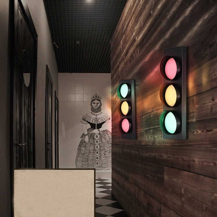 Retro Bar ร้านอาหารไฟจราจร Wrought Iron Engineering Glass LED ในร่มสัญญาณ Wall Light, 5W x 3