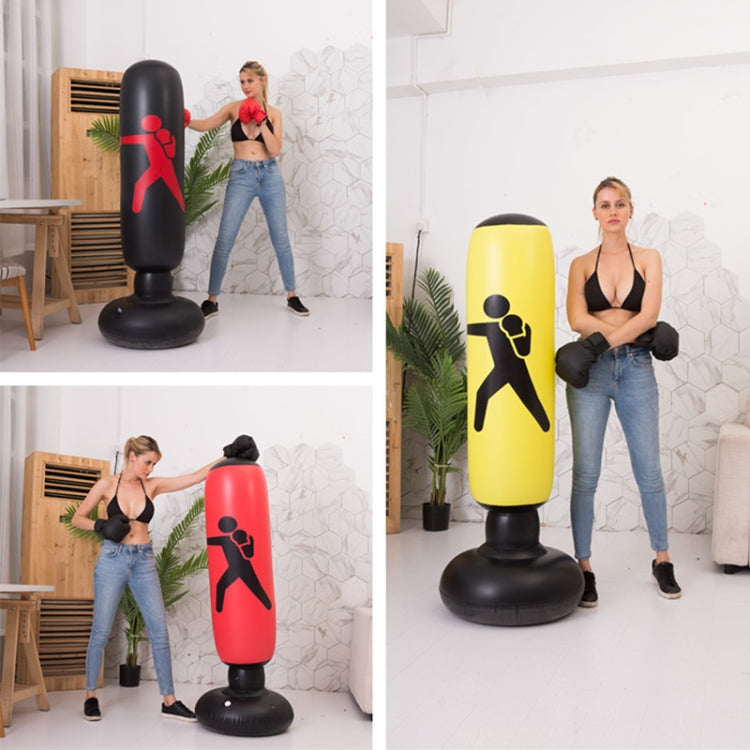 หนาฟิตเนสผู้ใหญ่เด็กแนวตั้ง Inflatable Non-Tumbler มวยคอลัมน์ Inflatable Venting Angry Boxing Sandbag, 1.6m Red, 1.6m Black