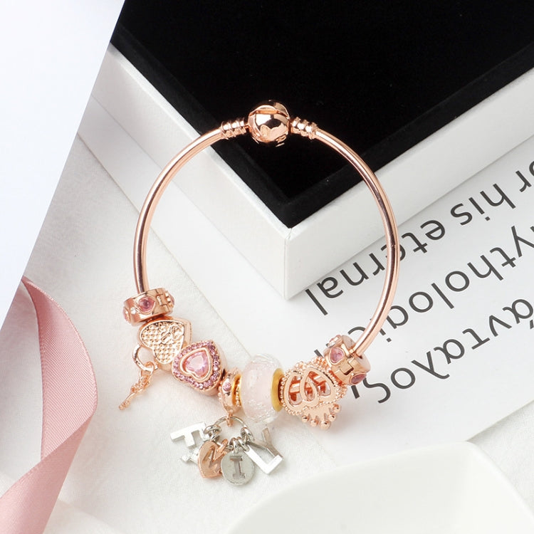 MGZ03 Rose Gold Love Heart Lock สร้อยข้อมือตกแต่ง, ความยาว:, 18cm, 19cm, 20cm