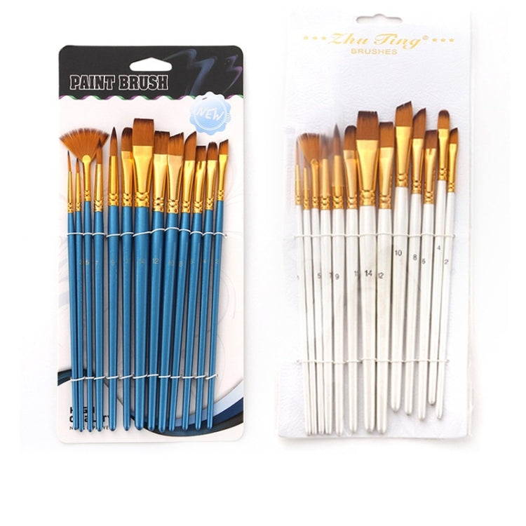 Zhu Ting 2 ชุดนักเรียนไนลอนขนสัตว์มัลติฟังก์ชั่แปรงสีน้ำ, 13 PCS/Set Pearl Blue, 13 PCS/Set Pearl White