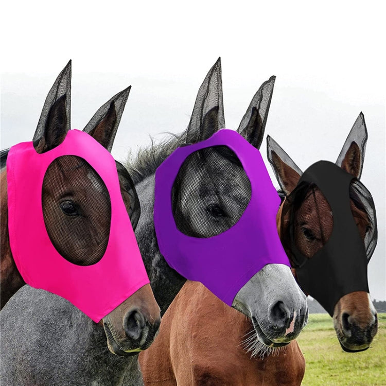 MMZ-001 หน้ากากม้าระบายอากาศยุงแมลงและอุปกรณ์ขี่ม้าหน้ากากบิน, Horse Mask (Purple), Horse Mask (Rose Red), Horse Mask (Grey), Horse Mask (Black)