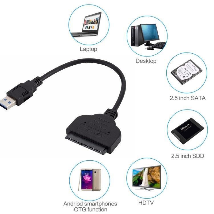 USB ขนาด 2.5 นิ้วเป็น SATA ฮาร์ดไดรฟ์ถ่ายโอน SSD ฮาร์ดดิสก์เล่นสายเคเบิลข้อมูลคลาวด์สำหรับผู้โดยสาร, USB To SATA
