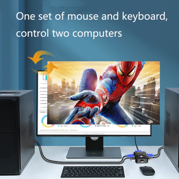 HW1701 2 เข้า 1 ออก KVM Switcher 2 พอร์ตคู่มือการใช้งาน VGA สวิตช์ USB พร้อมการสลับเมาส์คีย์บอร์ด, HW1701