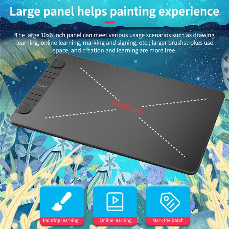 VEIKK VK1060PRO กระดานวาดภาพดิจิตอลแท็บเล็ตดิจิตอลกระดานวาดภาพอิเล็กทรอนิกส์สามารถเชื่อมต่อกับโทรศัพท์มือถือได้, VK1060PRO