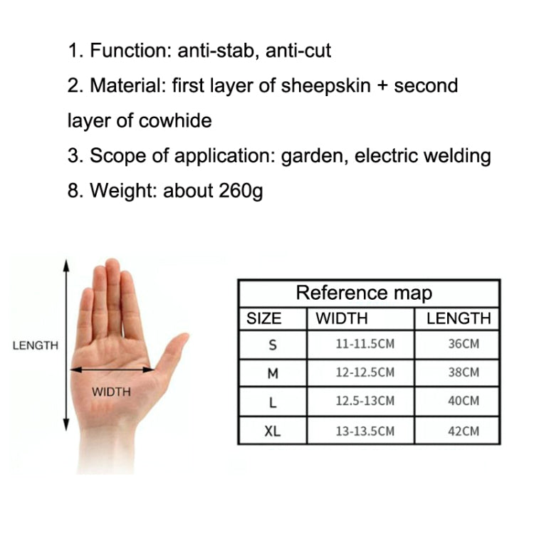 ถุงมือหนังกันบาดสวนดอกไม้ 1 คู่ ขนาด:, S, M, L, XL