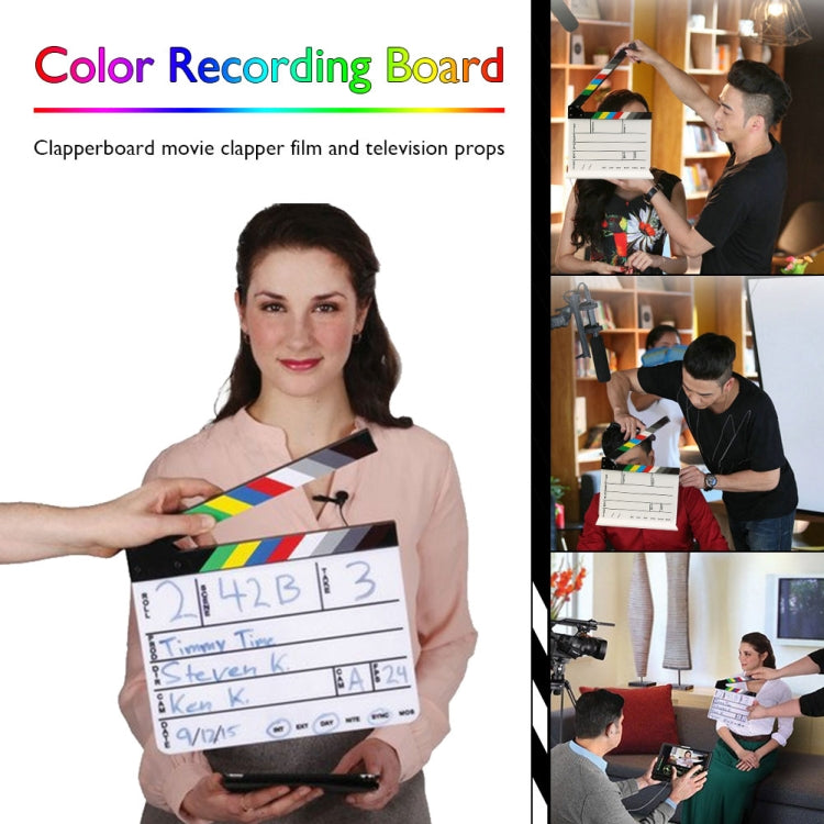 30 X 25 ซม. ภาษาอังกฤษคริลิคที่มีสีสัน Clapperboard TV Film Movie Clapper Board