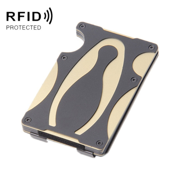 RFID Anti-Degaussing กระเป๋าสตางค์โลหะป้องกันการโจรกรรม, สีแดง, สีทอง