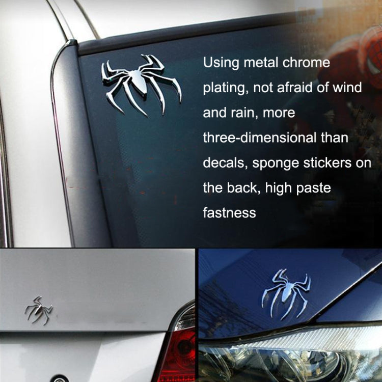 10 PCS โลหะสามมิติสติกเกอร์รถแมงมุม, การจัดส่งแบบสุ่มสี, Spider