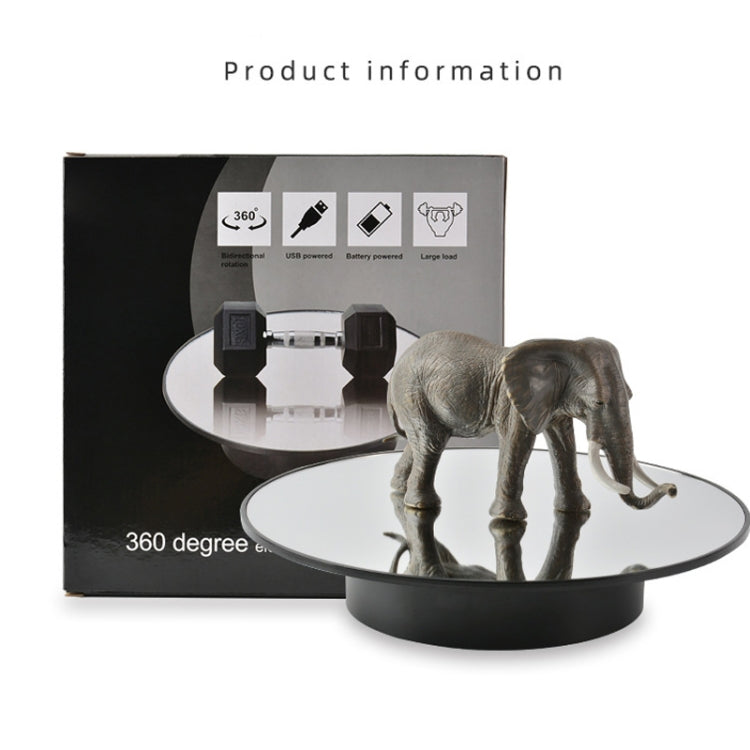 แท่นหมุนจอแสดงผลพลังงาน USB 25 ซม. อุปกรณ์ประกอบฉากสำหรับถ่ายภาพวิดีโอ, Black Mirror, White Mirror, Golden Mirror, Silver Mirror, White+White Velvet, White+Black Velvet, White Bottom Frosted, Black Bottom Frosted, Black+Black Velvet