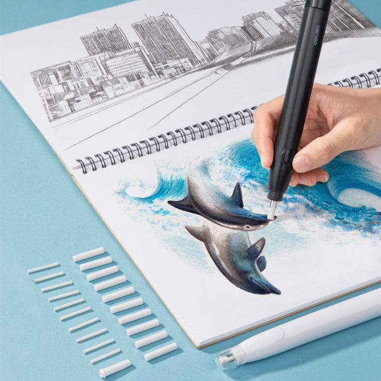 Deli 71107 Electric Eraser Art สามารถแทนที่แกนยางแกนได้, Black Shell, White Shell