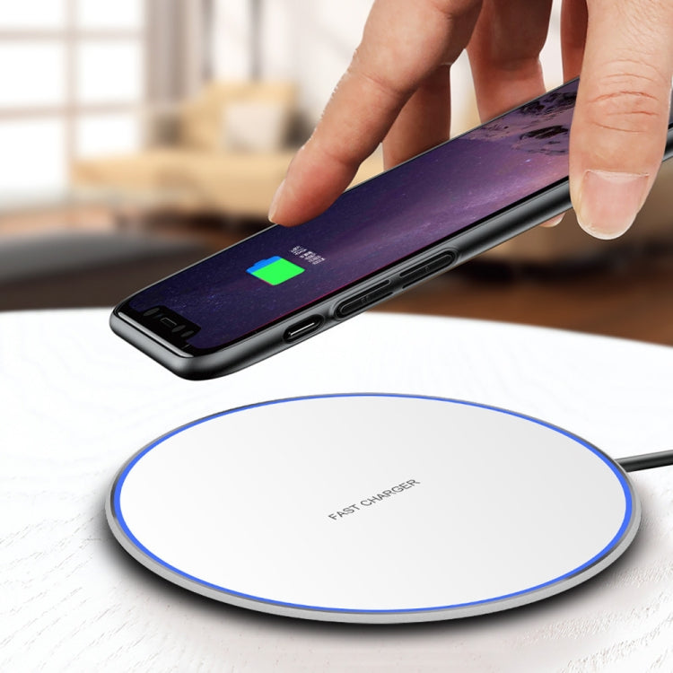 เครื่องชาร์จไร้สายโลหะกลม 15W ชาร์จเร็วอัจฉริยะ, Black + Black Surface, Silver + White Surface, Red + Black Surface, Gold + White Surface, Mirror Black, Mirror White