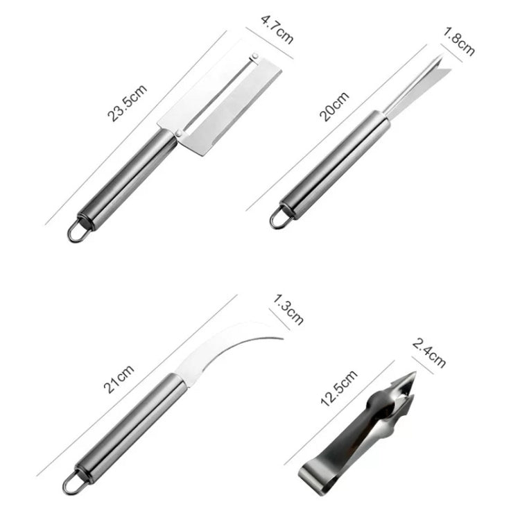 4 In 1 สแตนเลสมีดสับปะรดมีดผลไม้เครื่องปอกอ้อย, Pineapple Knife