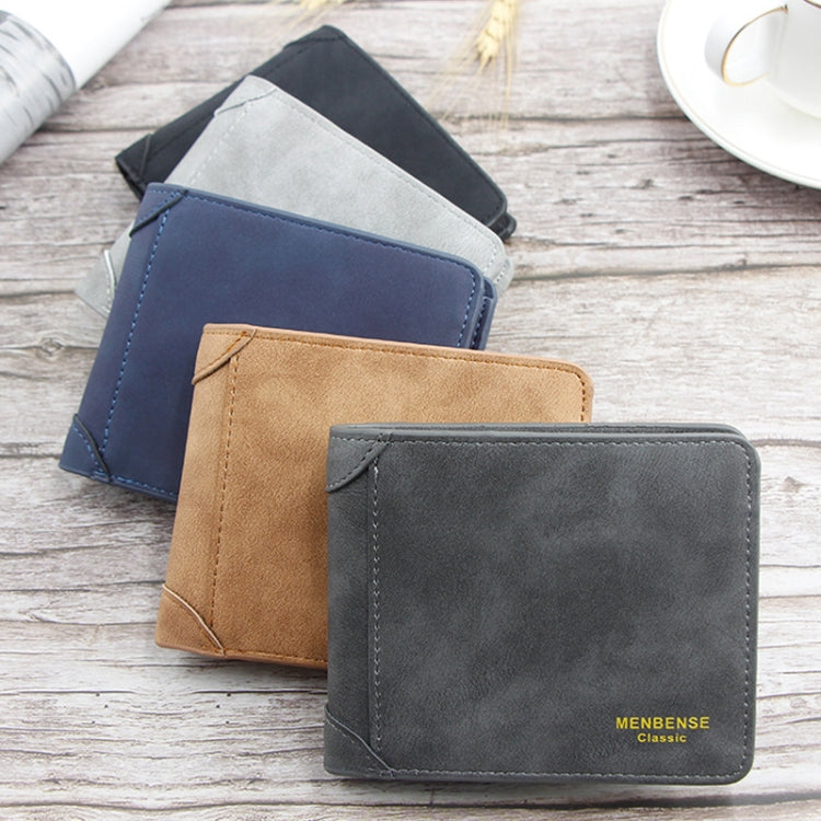 Menbense Matte Short Large Capacity Fashion Casual Adapter Male Wallet, สีเทาอ่อน, สีกรมท่า, สีดำ, Dark Gray, สีน้ำตาลอ่อน