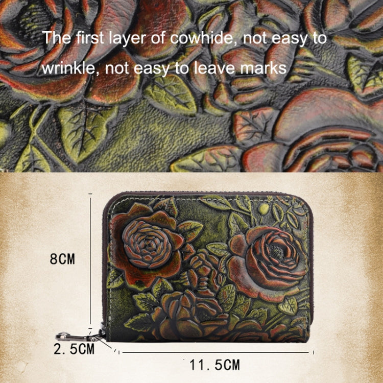 ที่ใส่บัตรหนังออร์แกนทำมือหลายช่องซิป, สีแดง, สีเขียว, สีเงิน
