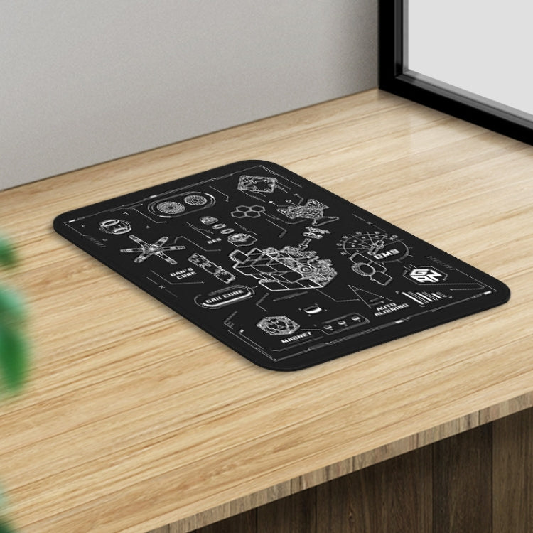 GAN Timer-themed Rubik Cube Mat Quick Stack Cup Training Mat Non-Slip Mouse Pad, สีเงิน, สีดำ, Hand Drawn