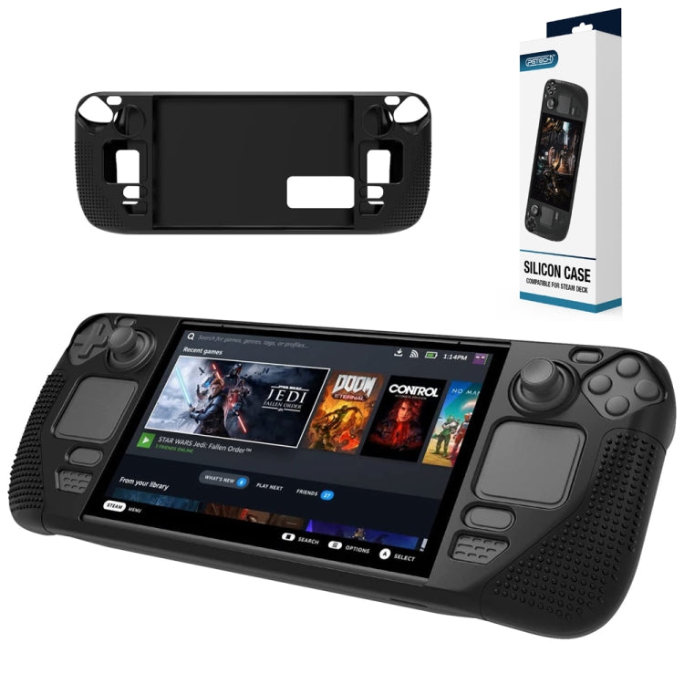 เคสซิลิโคนคอนโซลเกม PGTECH พร้อมอนุภาคกันลื่นสำหรับ Steam Deck, Black