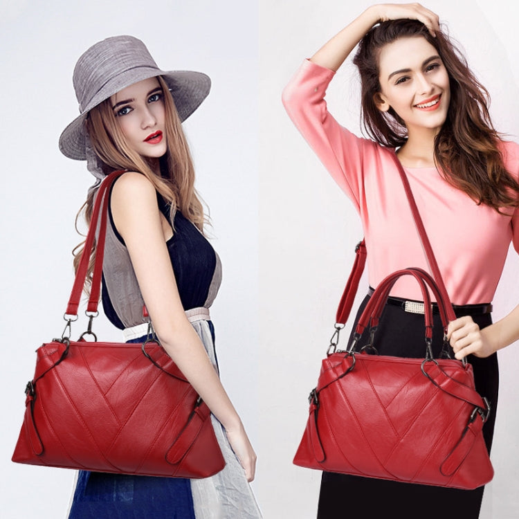 TFZ 250 กระเป๋าถือหนังนิ่มทรงเรขาคณิต Colorblock, Red Wine, สีเขียว, สีดำ, Dark Gray, ขาวดำ, Rubber Pink