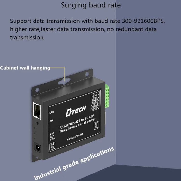 DTECH IOT9031 RS232/485/422 ถึง TCP 3 ใน 1 เซิร์ฟเวอร์อนุกรม, ปลั๊ก CN, IOT9031 RS232/485/422 To TCP