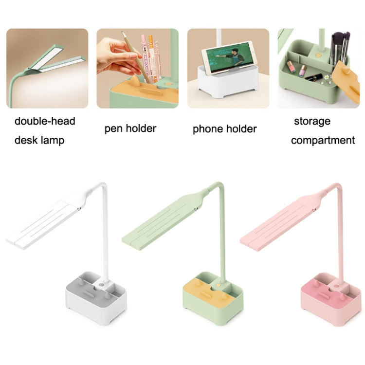 TD6 นักเรียนผู้ถือโทรศัพท์มือถือที่วางปากกาป้องกันดวงตา USB โคมไฟตั้งโต๊ะ, สีขาว, สีชมพู, สีเขียว