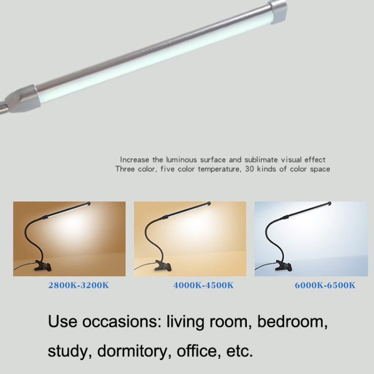 USB Clip Lamp Student Eye Protection ไฟ LED หรี่แสงได้, สีม่วง, สีทอง, สีดำ, สีเงิน