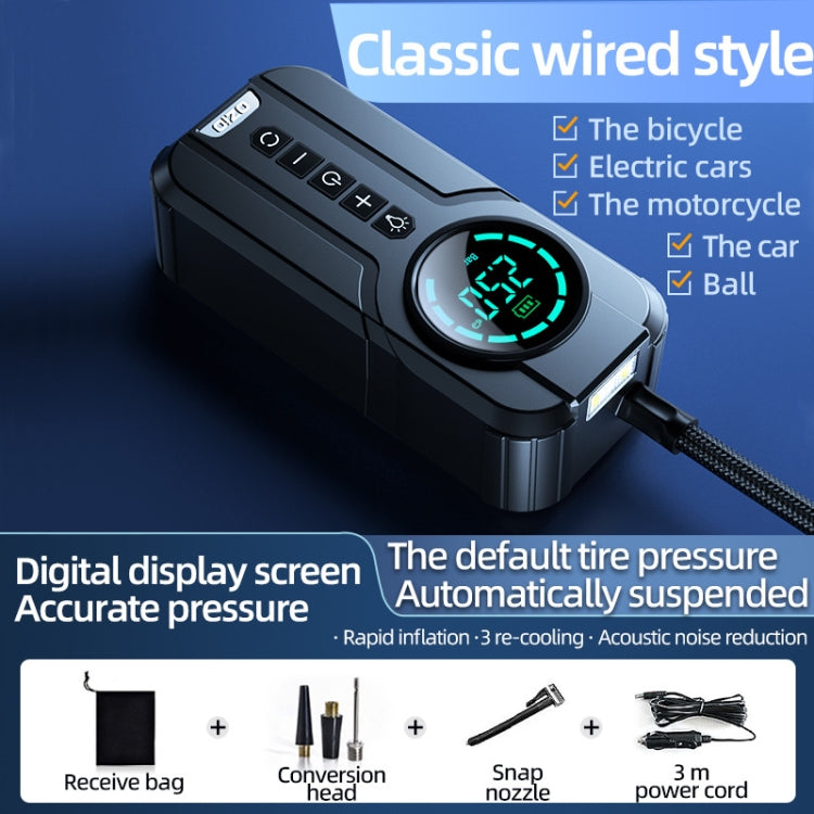 YX1819 เครื่องสูบลมแบบพกพาแบบมีสายรถยนต์ไฟฟ้ายางรถยนต์กำลังสูง Inflator, YX1819 Wired