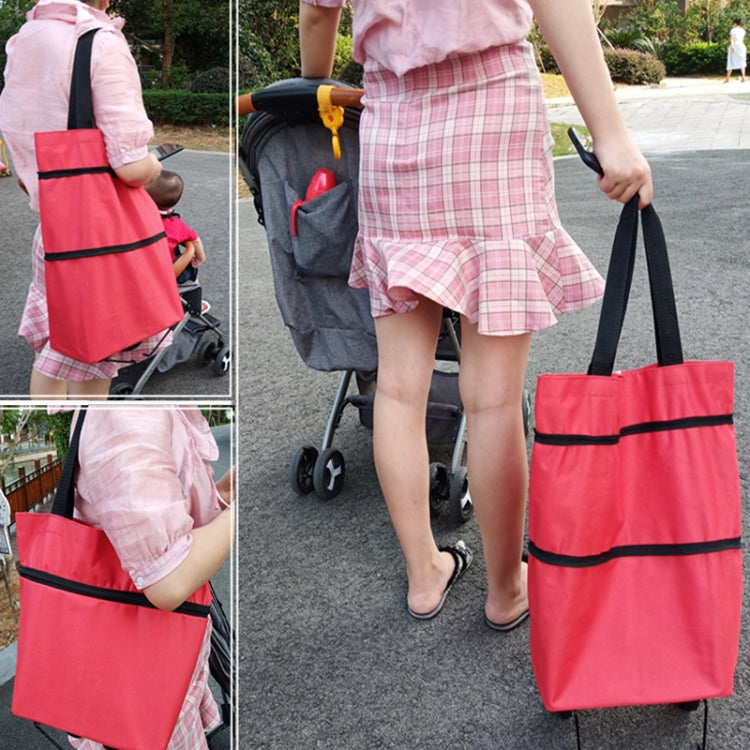 รถเข็นช็อปปิ้งแบบพกพาพับได้พร้อมล้อ, สีแดง, สีเขียว, สีน้ำเงิน, สีดำ, สีส้ม