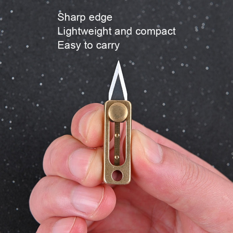 มีดพกพา EDC ขนาดเล็กทองเหลือง จี้พวงกุญแจ Push-pull Unpacking Knife, Brass