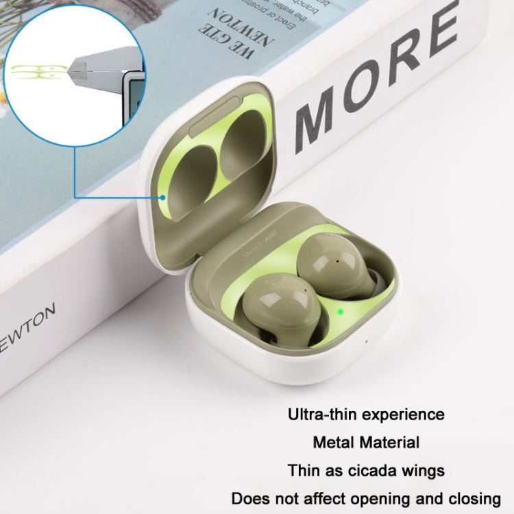 5 PCS หูฟังฝาครอบด้านในโลหะสติกเกอร์กันฝุ่นสำหรับ Samsung Galaxy Buds 2, สีดำ, Silver Gray, Rose Gold, สีทอง