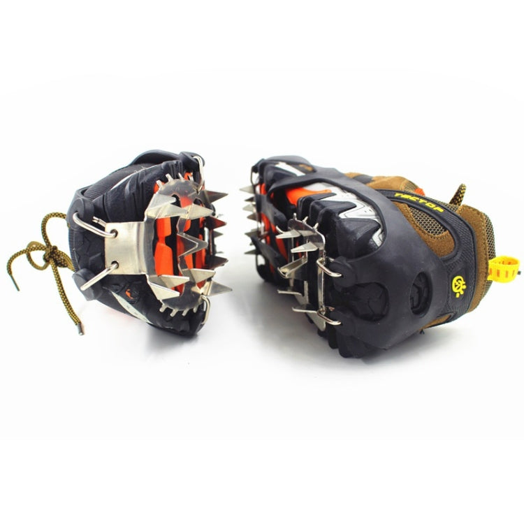 1 คู่ 18 Spikes ขนาดใหญ่ Crampons กลางแจ้งฤดูหนาวเดินตกปลาน้ำแข็ง Snow Shoe Spikes ขนาด:, L Black, L Orange