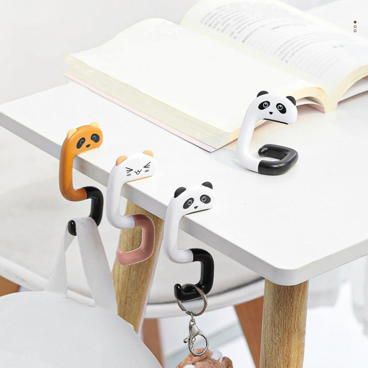 2 PCS กระเป๋านักเรียนข้างโต๊ะตะขอแขวนกระเป๋าสำนักงานแบบถอดได้, Panda, Small Pink Cat, Raccoon, Kitten