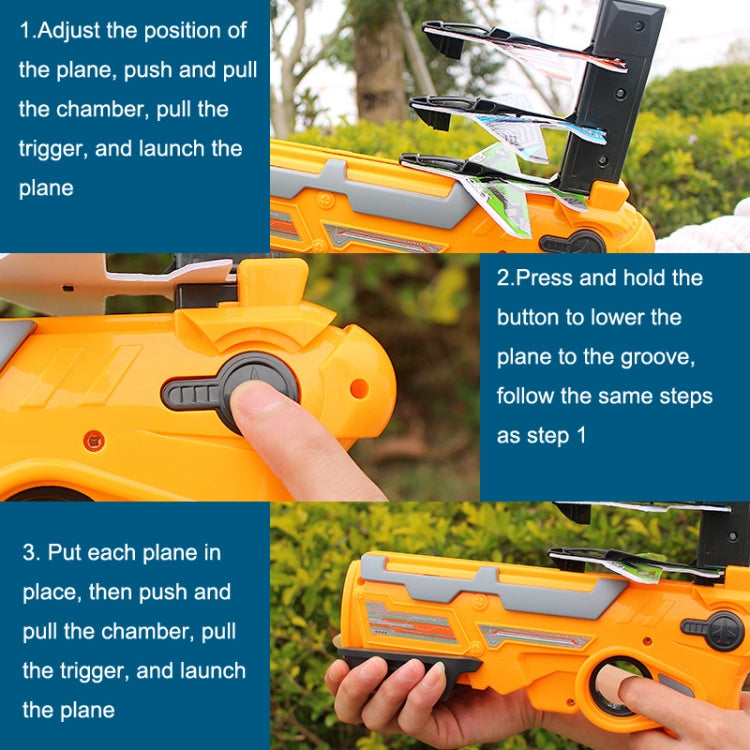 BY-0212 Foam Plane Hand Throw Catapult Aircraft Launcher Glider Model, Blue + 4 x Planes, Yellow + 4 x Planes, Blue, Red