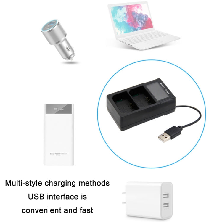เครื่องชาร์จแบตเตอรี่กล้องหน้าจอ LCD USB แบบ Dual Charge