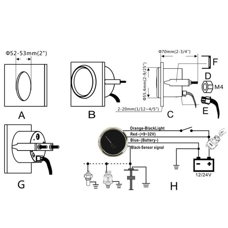 PMM2 DN52mm 12/24V 0-190Ohm Marine Balance Table ตารางยก, PMM2 BN, PMM2 BS, PMM2 WS, PMM2 WG, PMM2 BG